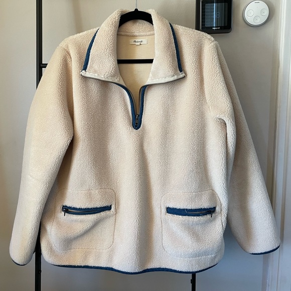 Madewell Jackets \u0026 Coats | Madewell Sherpa Pullover | Color: Blue/Cream | Size: L | Jessicakennedy8's Closet